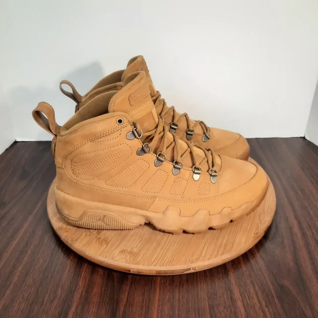 Ni - ke Ni - ke Air Jordan Retro 9 NRG Boot Mens 8 Shoes Wheat Flax Baroque Brown Sneakers