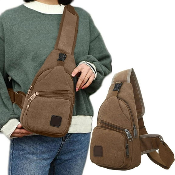 VWRXBZ Crossbody Bag, Thickened Zipper Outdoor Canvas Chest Bag New Men's Chest Bag Hiking Backpack Multipurpose Crossbody Chest Bag Messenger Bag Men's and Women's Chest Bag