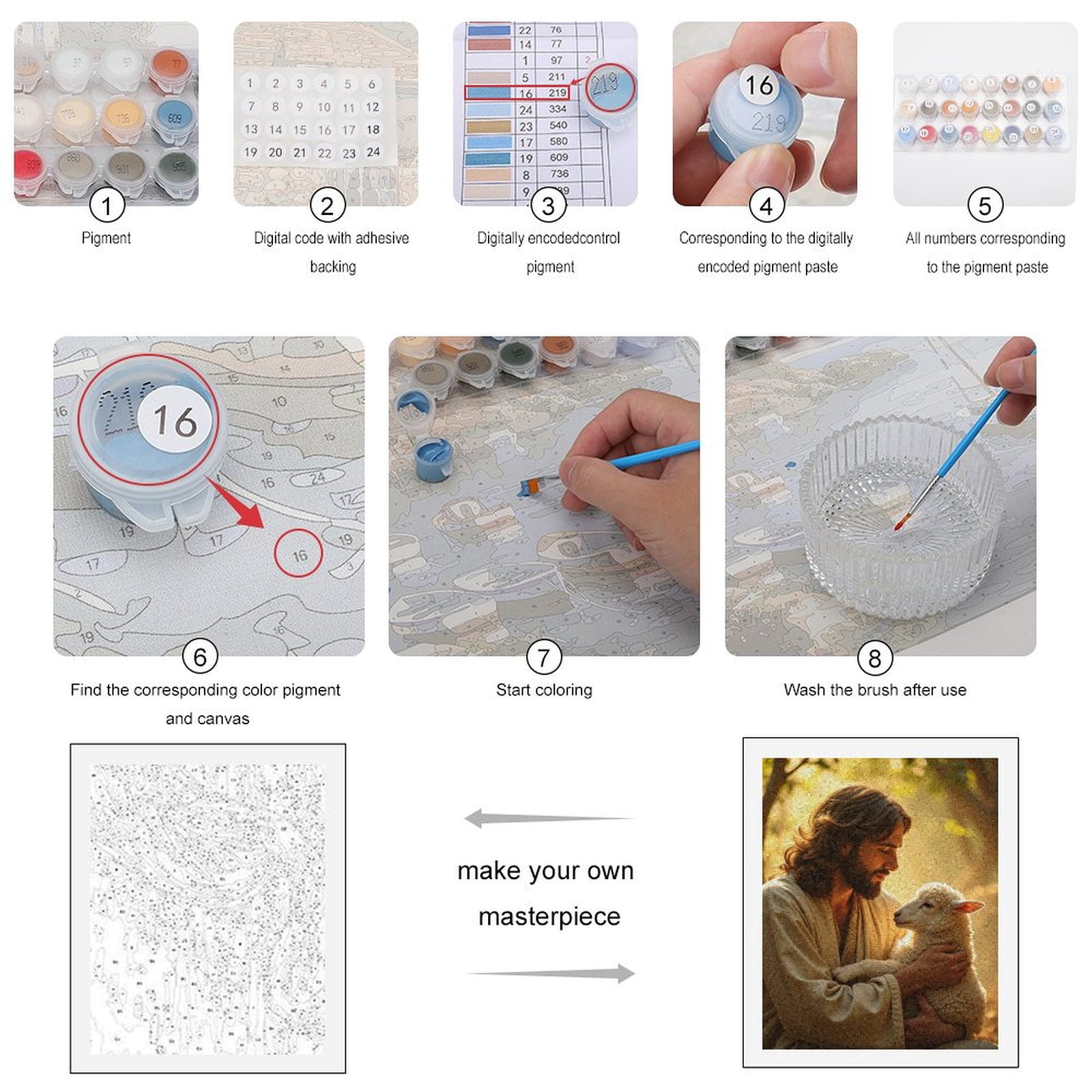 Paint By Numbers Kit for Adults Beginner - DIY Man Holding Lamb In Sunlight Canvas Painting Kits for Adults, Frameless Paint By Number for Adults for Home Wall Decor 16x20 Inch