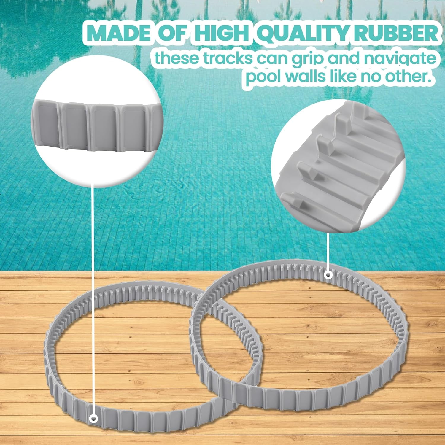 2 Pack Replacement Gray Tracks for Dolphin Pool Cleaners, Compatible with 9983152-R2 Robotic Pool Cleaner Parts