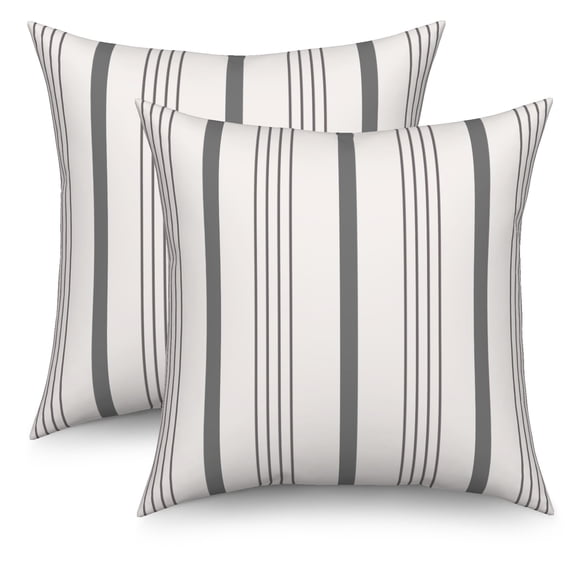 Farmhouse Striped Pillow Covers 18x18 Set of 2 Double-Sided Linen Textured Throw Pillow Covers Rustic Decor