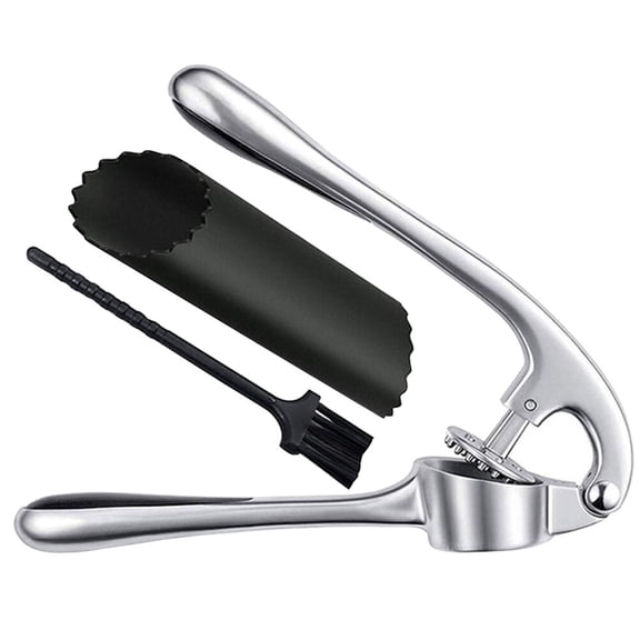 Stainless Steel Garlic Press and Mincer Crusher Tool with Onion Masher, Manual Peeler and Chili Rocker for Kitchen Use