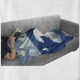 thumbnail image 6 of Polar Bear Soft Flannel Fleece Throw Blanket, Lonely Bear on Iceberg Watching the Night Polar Landscape Panorama, Cozy Plush for Indoor and Outdoor Use, 70" x 90", Baby Blue Navy Cream, by Ambesonne, 6 of 6