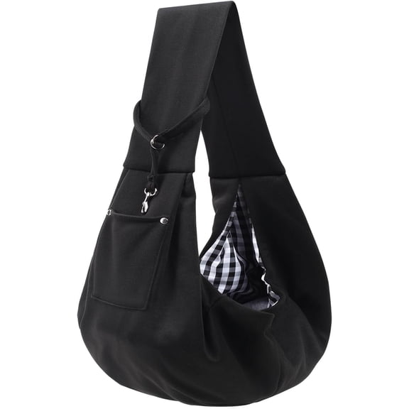 Kaleduo Small Dog Sling Carrier, Classic Pocket & Strap Wrap Carrier for 3-10 lbs Pets, Hands-Free Soft Pouch for Cats & Puppies, Black