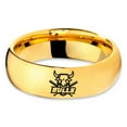 thumbnail image 2 of Tungsten Bulls Band Ring 7mm Men Women Comfort Fit 18k Yellow Gold Dome Polished, 2 of 4