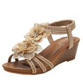 thumbnail image 5 of Zapatos romanos de cuña para mujer, sandalias de vacaciones con flores Retro bohemias de verano, zapatos de mujer de talla grande, 5 of 5