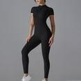 thumbnail image 6 of SwiftWear Jumpsuits for Women Solid Color Short Sleeve Quarter Zip Tight Jumpsuits Yoga Gym Bodybuilding Quick Dry S, 6 of 9