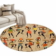 thumbnail image 2 of Brown Boho Round Area Rug 3.3 FT, Non Slip Small Entryway Kitchen Mat, Farmhouse Vintage Ethnic African Women Washable Soft Circular Rug Non-Shedding Door Mat for Bathroom Playroom Kids Room, 2 of 9