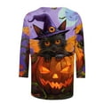 thumbnail image 5 of VKOYWKM Women's Tops Halloween Shirts 3/4 Sleeve Halloween Pumpkin Black Cat Graphic T Shirts Casual Round Neck Loose Fit Party Top, 5 of 5