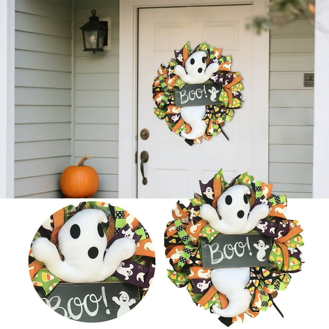 Halloween Decoration Wreath - Doll Front Door Interior Scene Appeal Instantly Enhancing Festive Atmosphere for Home Decoration
