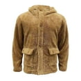 thumbnail image 4 of Windbreaker Jackets For Men Hooded Solid Color Casual Fashion Fleece Mens Jackets Y2K,Khaki,L, 4 of 5