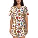 thumbnail image 1 of Fotbe Hot Dog Pizza Conjunto de Pijama Estampado para Mujer, 2 Piezas, Ropa de Dormir con Camiseta de Manga Corta y Shorts Suaves-3X-Large, 1 of 6