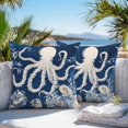 thumbnail image 3 of Throw Pillow Covers 18x18 Inch Set of 2, Beige Octopus Coastal Waterproof Outdoor Pillow Covers, Navy Blue Nautical Ocean Coral Decorative Cushion Pillowcases for Couch, Sofa, Bed, Garden, Patio, 3 of 9