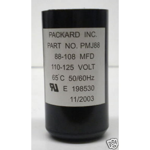Packard Start Capacitor, Round, 88-108 Mfd., 110-125 Volt, PMJ88, 88-125