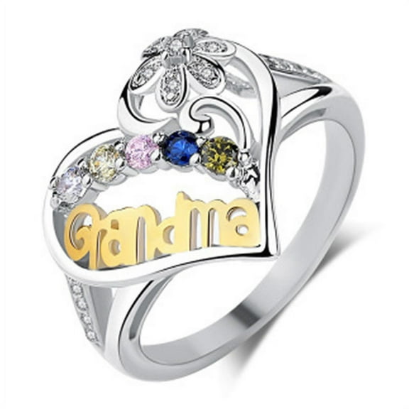 Women's Grandma Heart-Shaped Color Separation Ring