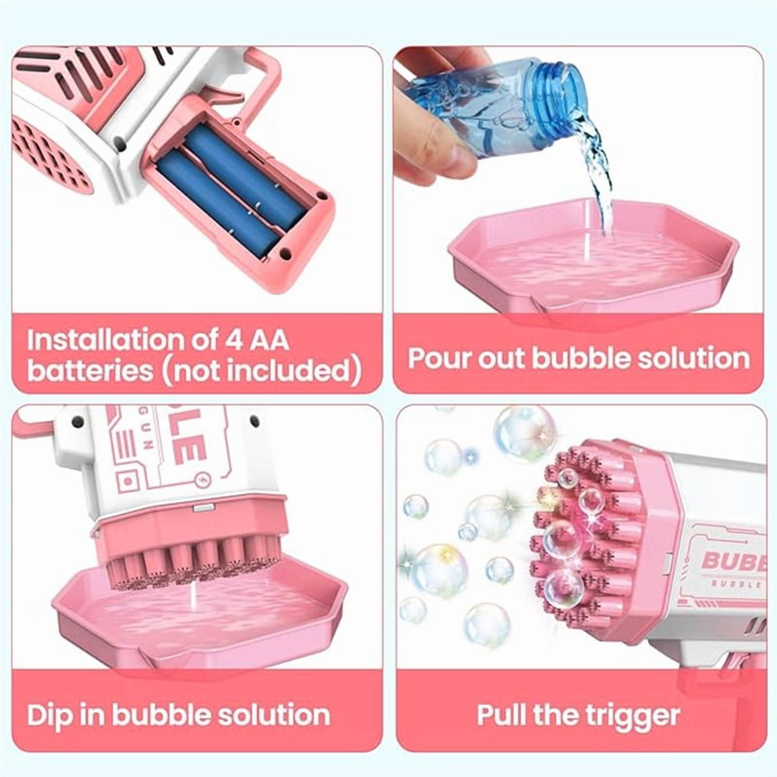 Bubble Machines for Kids, 69 Holes Bubble Blower Toys with Lights for Age 3+ Birthday Easter Gifts-Violet