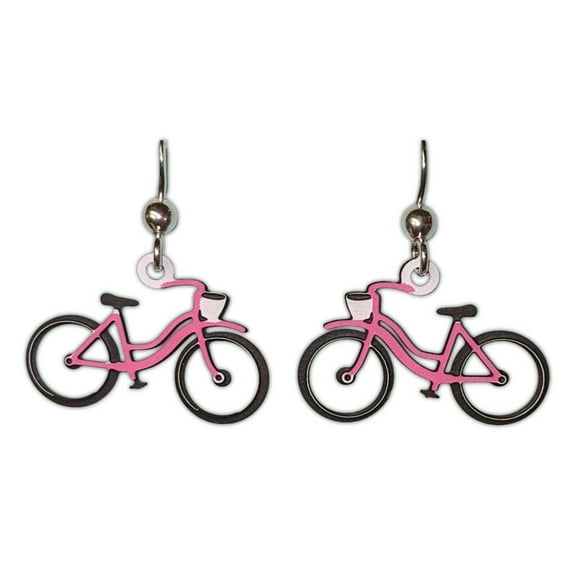 PINK BICYCLE Hypo-Allergenic Earrings, Sterling Silver Plated, by Sienna Sky