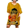 thumbnail image 2 of SMihono Robe d'Été pour Femmes Grande Taille Mode Africaine Vintage Imprimé Manches Mi-Longues Col en V Robe Mini Décontractée, 2 of 9