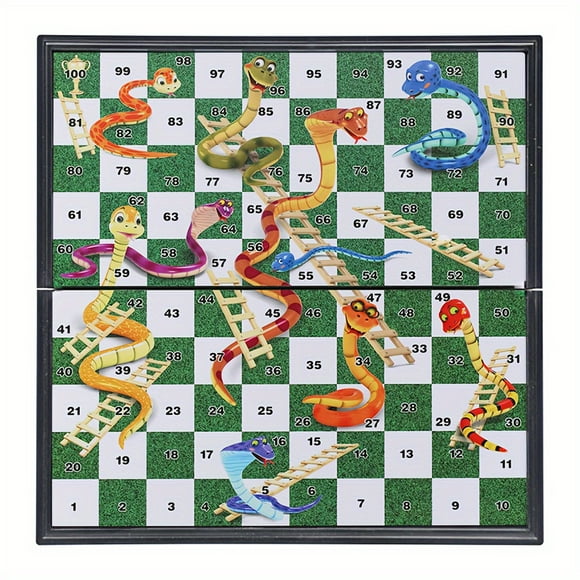 Ensemble de Jeu de Société Serpents et Échelles, Jeu de Voyage Pliable Magnétique, Jouet Amusant pour la Famille, Noël, Cadeau pour l'Action de Grâce