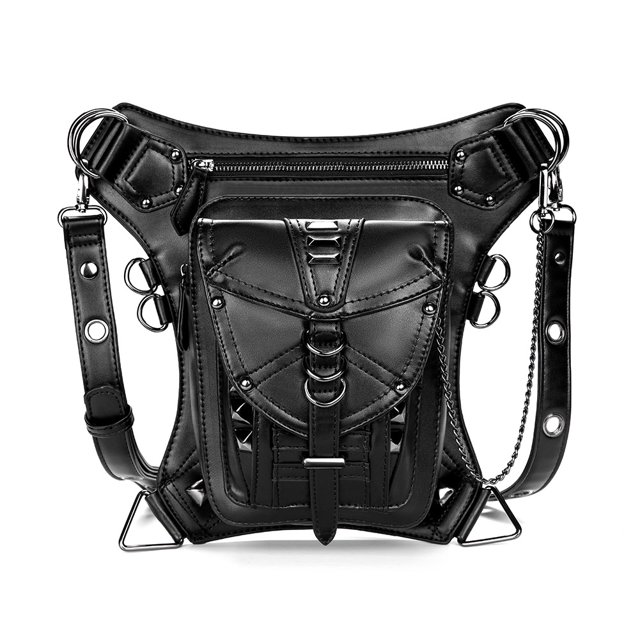 ZHAOCHENG GóticoCinturaBolsoPunkTácticoDropLegBagAl aire libreBicicletaMotocicletaCiclismoSenderismoRiñoneraCadera/MusloBolsilloBolso de hombroNegro21*17cm(Anillo negro)
