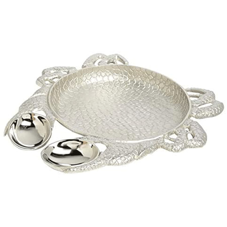 Northeast Home Goods Silver Aluminum Chip and Dip Serving Platter (Crab)