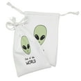 thumbnail image 2 of Alien Fabric Pouch Set of 2, Out of This World Extraterrestrial Creature Outer Space Illustration, Drawstring Bag for Toiletries Masks and Favors, 9" x 6", Pale Green Charcoal Grey, by Ambesonne, 2 of 2