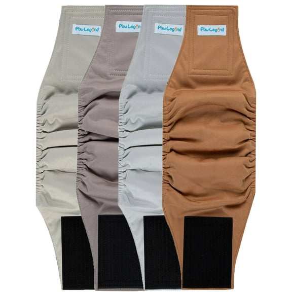 Paw Legend 4 Pack Washable Dog Diapers Male Dog Belly Bands for Male Dogs Diapers Reusable Puppy & Doggie Diapers Male (Small)