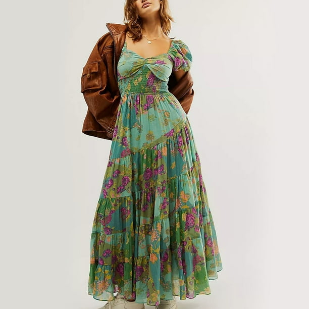 Casual Bohemian Floral Patchwork V Neck Printed Dress Dresses Casual Bohemian Floral Patchwork V Neck Printed Dress Dresses
