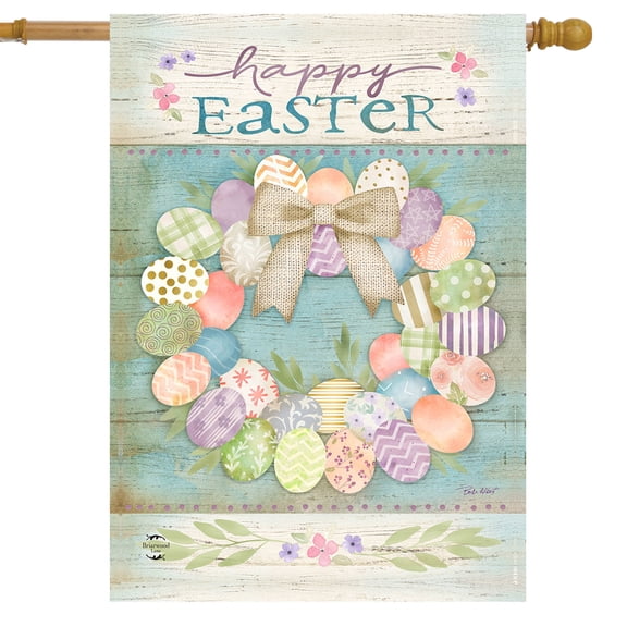 Briarwood Lane Pastel Easter Wreath House Flag
