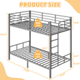 thumbnail image 4 of Tcbosik Twin Over Twin Size Metal Bunk Bed with Built-in Ladder and Full Length Guardrail, No Box Spring Needed, Grey, 4 of 10