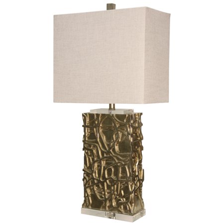 Arcene Table Lamp - Silver Finish - Square White Hardback ...