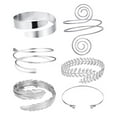 thumbnail image 2 of 6 Pieces Arm Cuff Upper Arm Band Cuff Bracelet Bangle for Women Silver Gold Adjustable Armband Set, 2 of 7