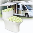 thumbnail image 6 of HELLHERO Clover Print Pattern 2 Pcs Set Toilet Lid Cover Soft Elastic Fabric, Stretch, Hotel Home, 6 of 8