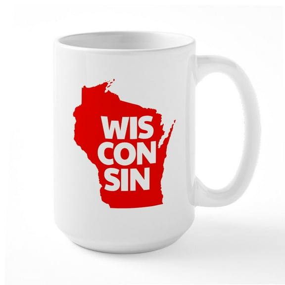 CafePress - Wisconsin - 15 oz Ceramic Large White Novelty Mug