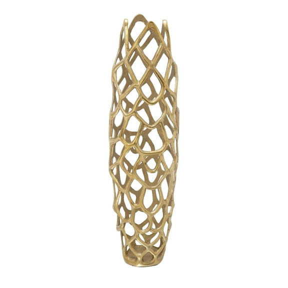DecMode 31" Coral Cutout Gold Aluminum Metal Vase