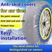2 Pack Snow Socks for Tires,Snow Traction Device for Passenger Cars Trucks Winter Emergency Accessory,Anti-Skid Tire Socks,Snow Traction Device-Winter Emergency Kit(Grey Blue Yellow Model 6006)