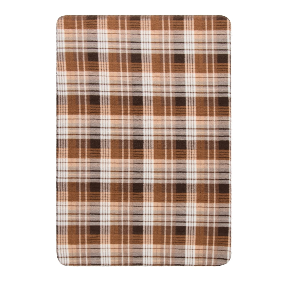 Better Homes & Gardens Brown Plaid Faux Wool Reverse to Faux Fur Throw, 50" x 72"