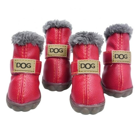 Megngio Warm Winter Little Pet Dog Boots Soft Anti-Slip Sole Paw Protectors Small Puppy Shoes 4PCS