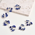 thumbnail image 3 of Nvzi Horquillas para el pelo de boda con flores para novias, peinetas con perlas de cristal, pinzas para el pelo, accesorios para el pelo de boda dorados, joyas, color azul, 3 of 5