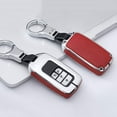 thumbnail image 3 of Key Fob Cover Fit for Honda Accord Civic CR-V CRV Remote Key Case Holder Shell Metal Leather Key Protection with Keychain, 3 of 7