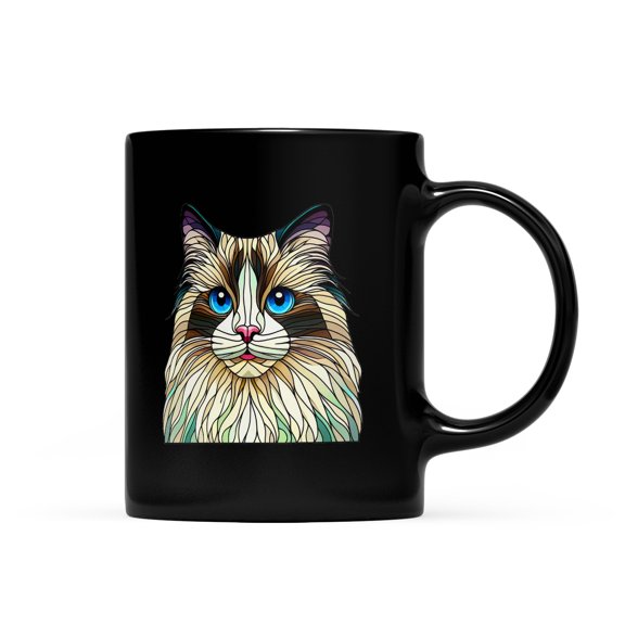 Patriotic Ragdoll Stained Glass Portrait American Flag Mug Cat Lover Kitten Owner Gifts Idea Coffee Tea Cup - 01010