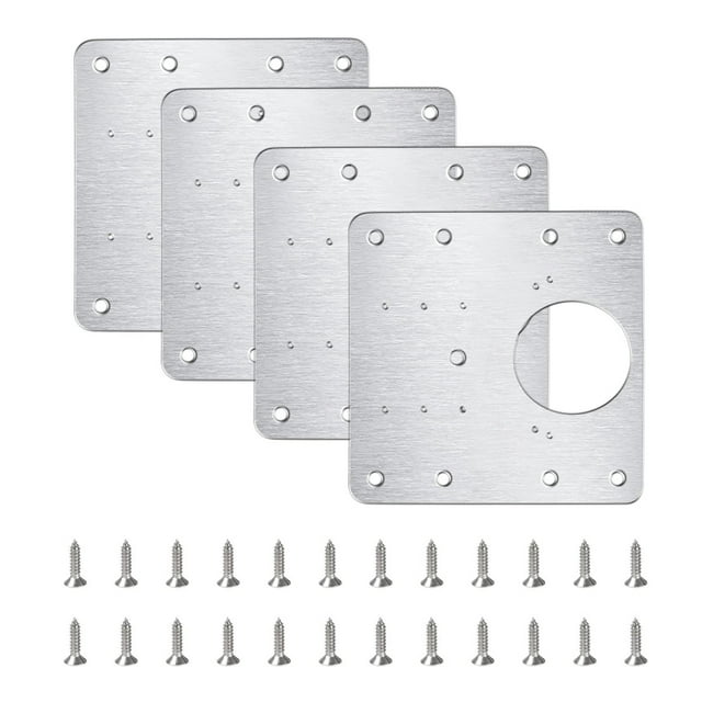 Plaques de Réparation de Charnière de Cabinet, Application Universelle pour Divers Meubles de Cuisine, Capacité de Charge Assurant une Réparation Robuste, Ensemble Complet Incluant Vis de Fixation, 4 Pcs