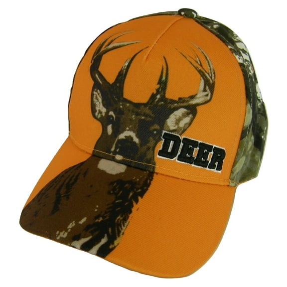 Deer Silhouette Men's Adjustable Camouflage Baseball Cap (Orange)