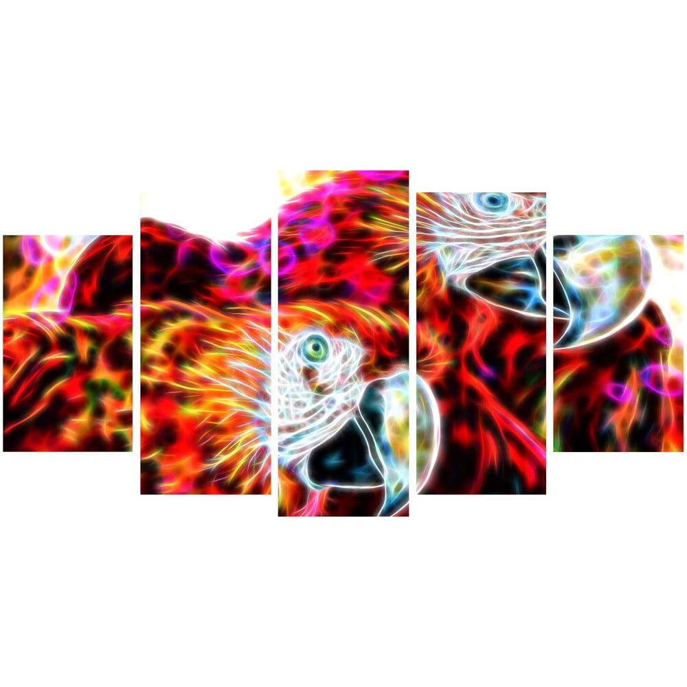 Design Art Macaw Parrot Duo Animal Single Panel Canvas Wall Art