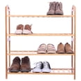 thumbnail image 3 of Zimtown Nature Bamboo 4 Tier Shoes Rack Storage Organizer 12-Batten Free Standing Shoes Tower, 3 of 10