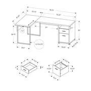 Monarch Specialties Computer Desk, Home Office, Corner, 80L, L Shape, Work, Laptop, Brown Laminate