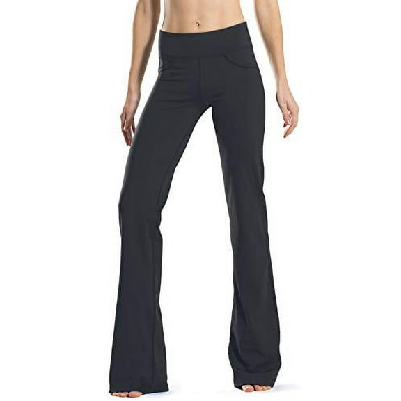 Safort 28" 30" 32" 34" Inseam Regular Tall Bootcut Yoga Pants, 4 Pockets, UPF50 , Black, S