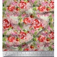 thumbnail image 1 of Soimoi Orange Poly Georgette Fabric Leaves & Floral Print Sewing Fabric BTY 42 Inch Wide, 1 of 3