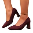 thumbnail image 6 of IEMIEMIEM Women's Kitten Heels Pumps Pointed Toe Knit Slip On Comfortable Casual Formal Dress Shoes Office Party Wedding Walking Shoes 8.5 Wide Wine, 6 of 7