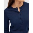thumbnail image 4 of Cropped Cardigan Shrug for Women, Button Down Long Sleeve Knit Sweater for Dresses,for Jeans Navy Blue M, 4 of 9